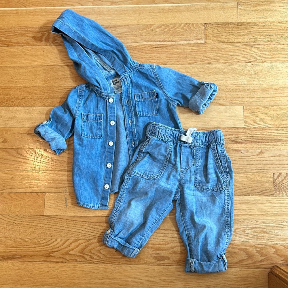 Denim baby top with pant set